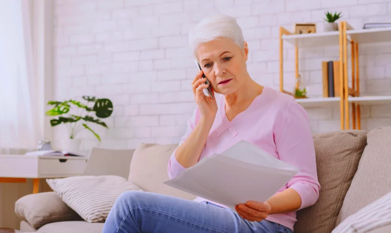 Concerned woman on the phone