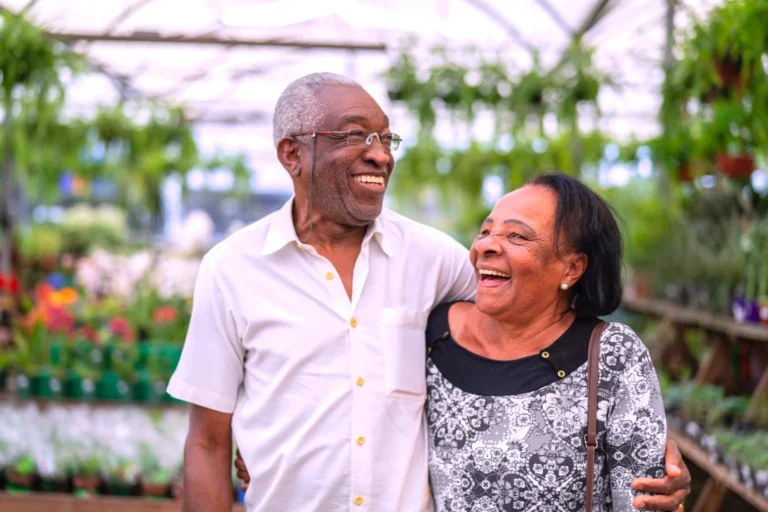 Old couple smiling